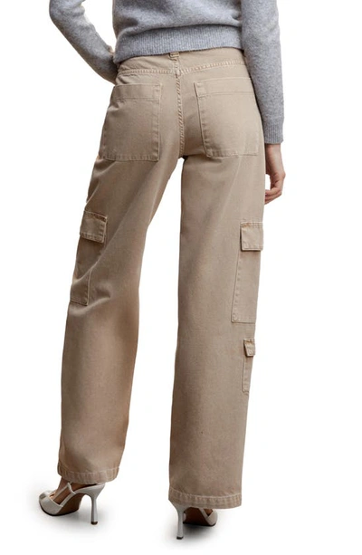 Mango Relaxed Straight Leg Cargo Jeans In Beige