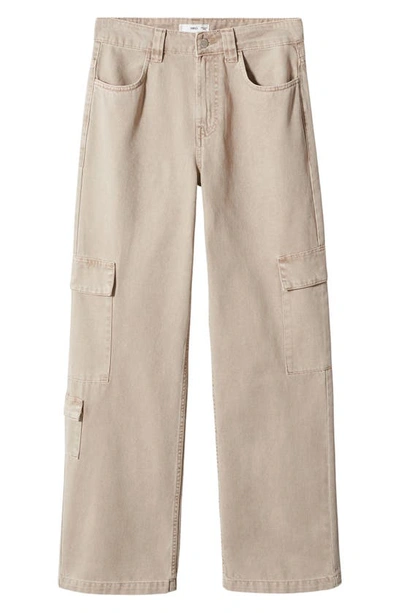 Mango Relaxed Straight Leg Cargo Jeans In Beige