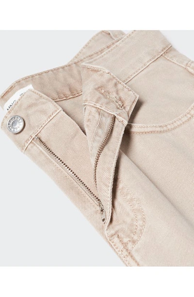Mango Relaxed Straight Leg Cargo Jeans In Beige