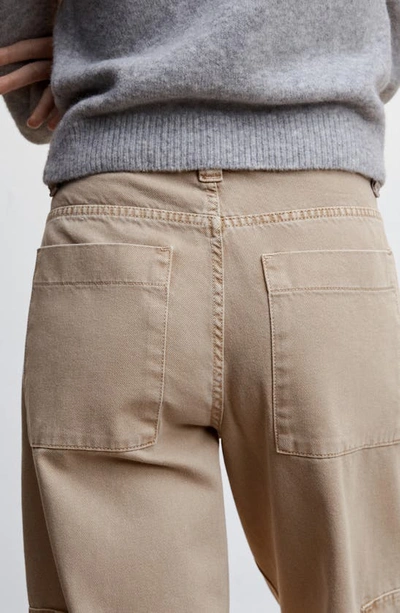 Mango Relaxed Straight Leg Cargo Jeans In Beige