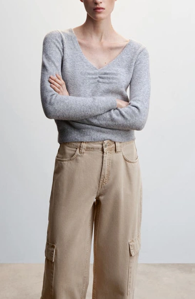 Mango Relaxed Straight Leg Cargo Jeans In Beige