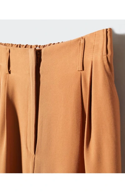 Mango Pleated Culottes Trousers Caramel In Caramel