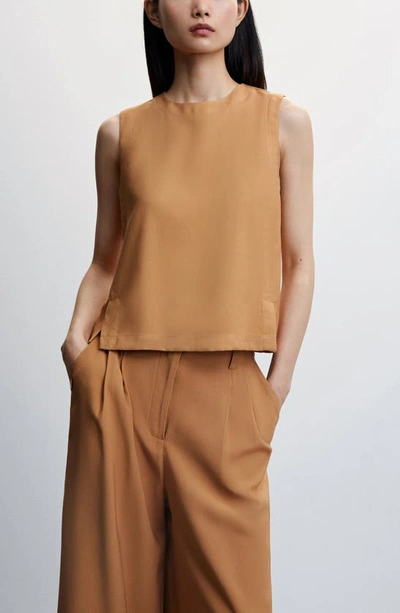 Mango Pleated Culottes Trousers Caramel In Caramel