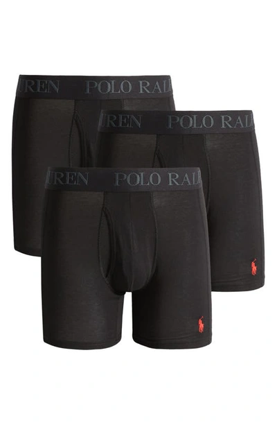 Shop Polo Ralph Lauren 3-pack 4d Flex Boxer Briefs In Black