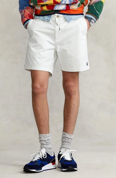 Shop Polo Ralph Lauren Prepster Stretch Cotton Twill Chino Shorts In Deck Wash White