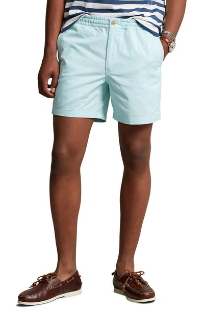 Shop Polo Ralph Lauren Cotton Stretch Twill Flat Front Shorts In Island Aqua
