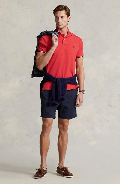 Shop Polo Ralph Lauren Tipped Piqué Polo In Red Reef