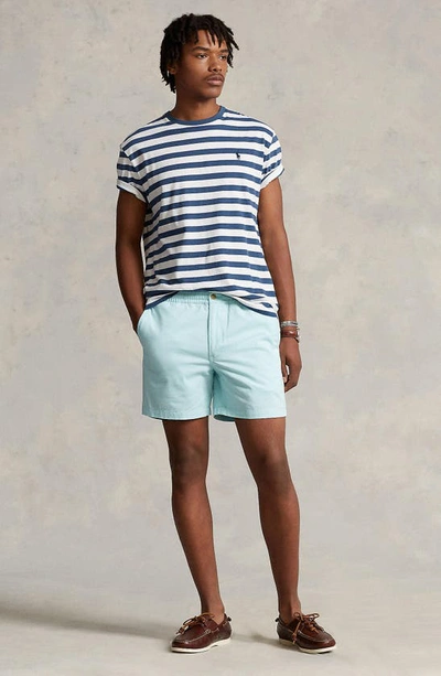 Shop Polo Ralph Lauren Cotton Stretch Twill Flat Front Shorts In Island Aqua