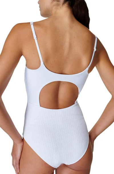 Shop Sweaty Betty Capri Square Neck One-piece Swimsuit In White