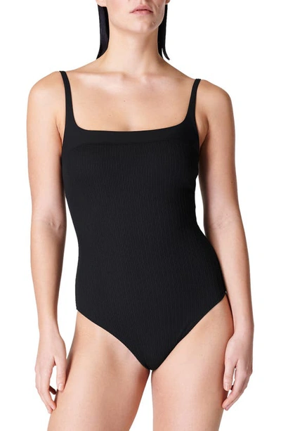 Shop Sweaty Betty Capri Square Neck One-piece Swimsuit In Black