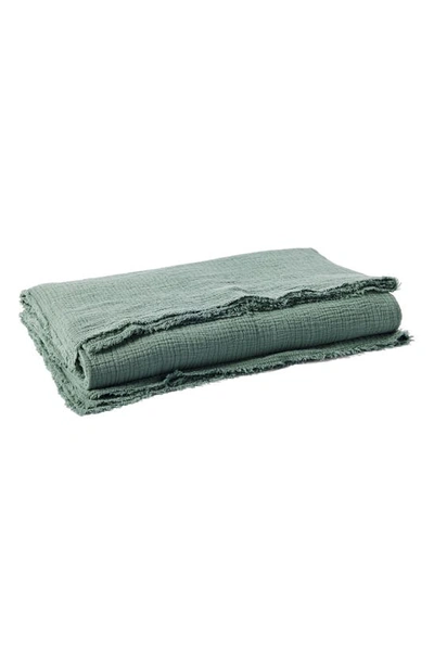 Shop Coyuchi Topanga Organic Cotton Matelassé Blanket In Juniper