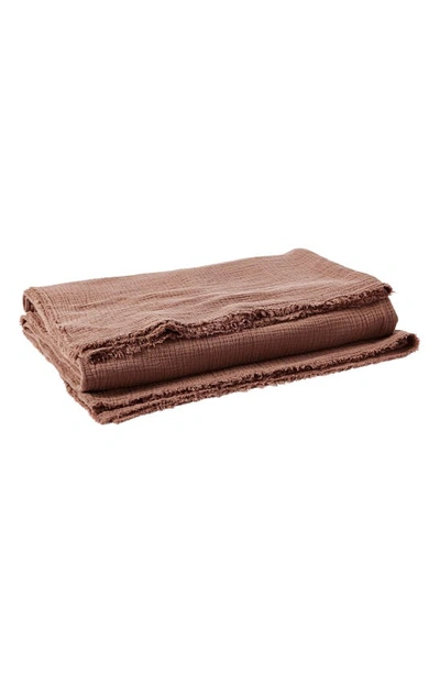 Shop Coyuchi Topanga Organic Cotton Matelassé Blanket In Redwood