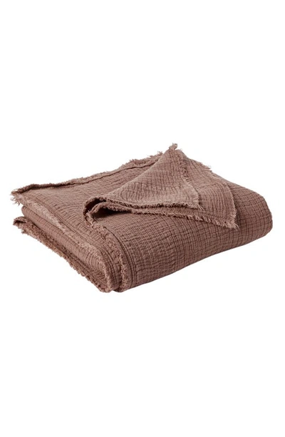 Shop Coyuchi Topanga Organic Cotton Matelassé Blanket In Redwood