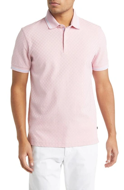 Shop Ted Baker Palos Regular Fit Textured Cotton Knit Polo In Pale Pink