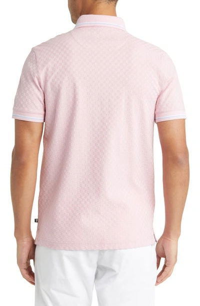 Shop Ted Baker Palos Regular Fit Textured Cotton Knit Polo In Pale Pink