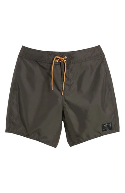 Shop Brixton Nylon Water Repellent Swim Trunks In Washed Black