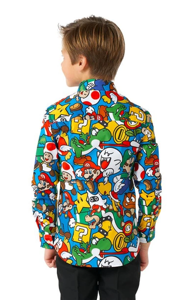 Shop Opposuits Kids' Super Mario Dress Shirt In Blue Misc