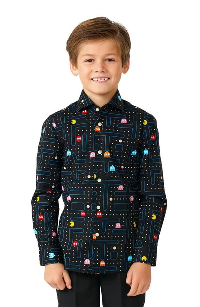 Shop Opposuits Kids' Pac-man™ Dress Shirt In Black