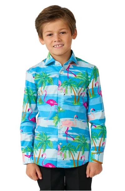Shop Opposuits Kids' Flaminguy Dress Shirt In Miscellaneous