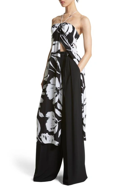 Shop Michael Kors Brushstroke Print Silk Crepe De Chine Dress In 111 Bold Brushstroke Optic
