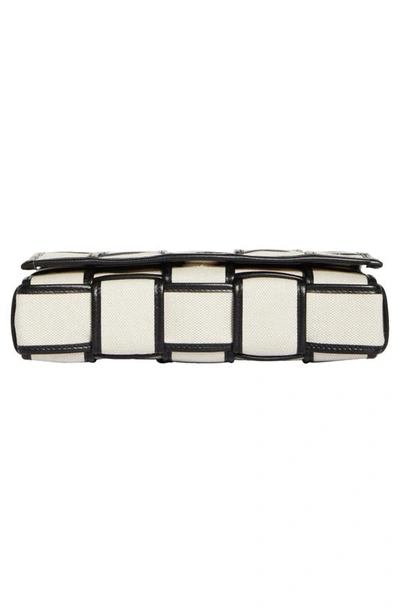 Shop Bottega Veneta Medium Cassette Canvas & Leather Crossbody Bag In Natural/ Black-silver