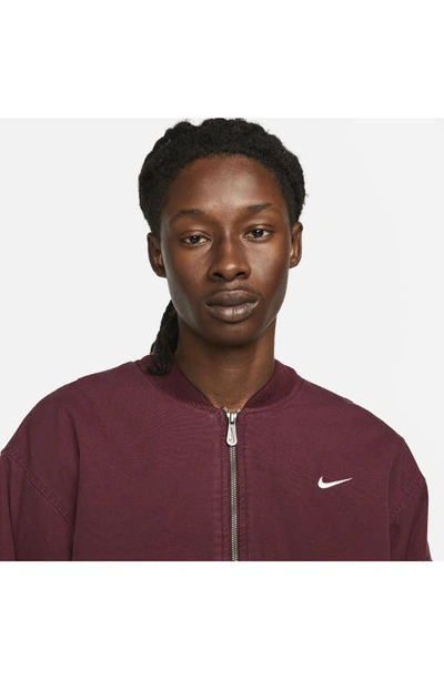 Shop Nike Life Therma-fit Woven Bomber Jacket In Night Maroon/ White