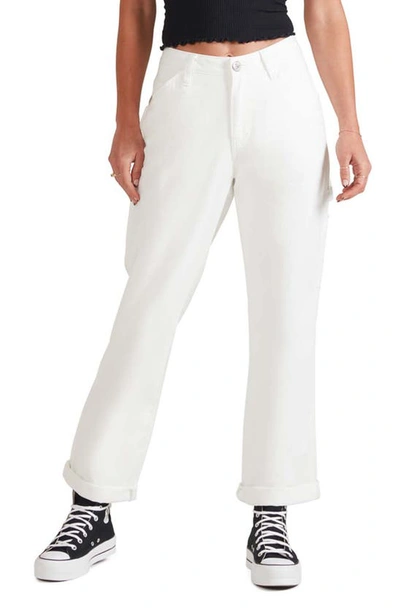 Shop Fivestar General Cali High Waist Cotton Carpenter Pants In White