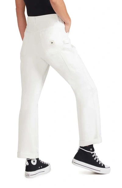 Shop Fivestar General Cali High Waist Cotton Carpenter Pants In White