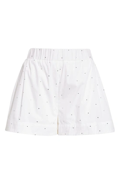 Shop Cinq À Sept Selina Rhinestone Shorts In White