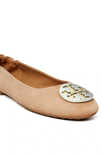 Shop Tory Burch Claire Ballet Flat In Almond Flour / Gold / Silver