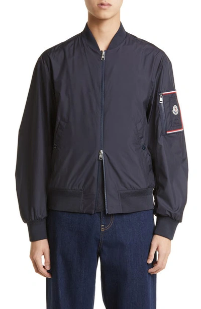 Shop Moncler Bharani Bomber Jacket In Navy