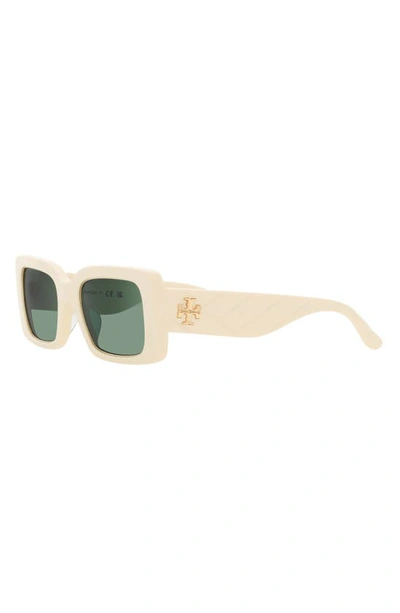 Shop Tory Burch 51mm Rectangular Sunglasses In Milky Ivory