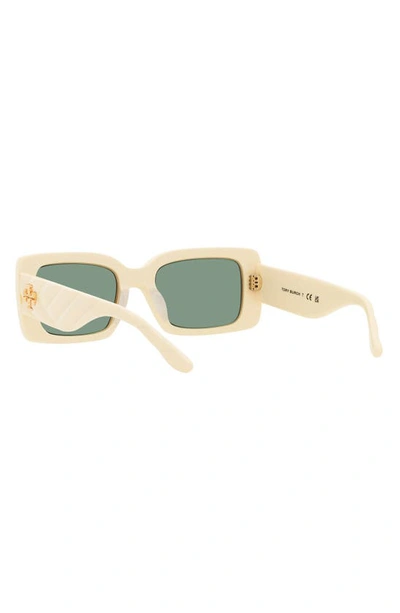 Shop Tory Burch 51mm Rectangular Sunglasses In Milky Ivory