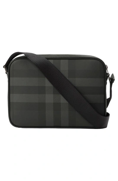 Shop Burberry Muswell Check Canvas Crossbody Bag In Charcoal