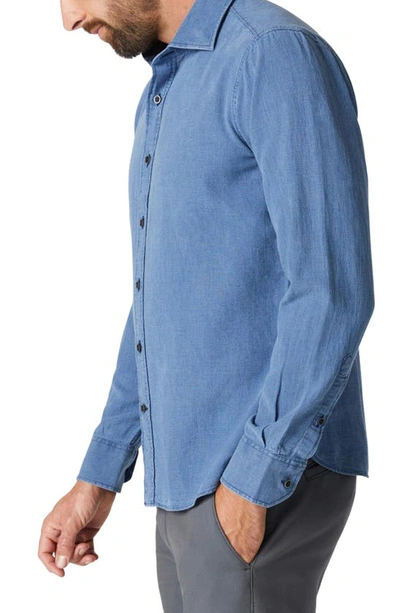 Shop 34 Heritage Microchecks Linen & Cotton Button-up Shirt In Indigo