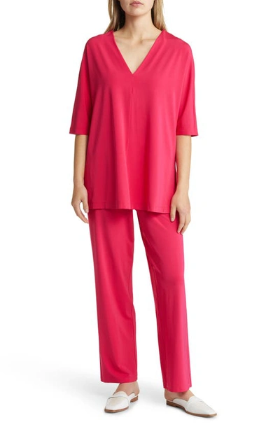 Max Mara Locarno Side-split Stretch-woven Top In Fuchsia