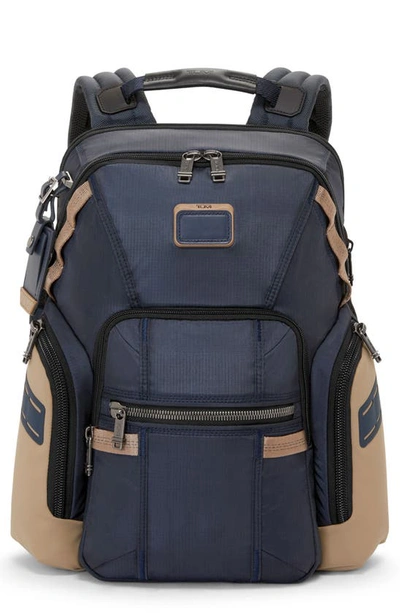 Shop Tumi Alpha Bravo Navigation Backpack In Midnight Navy/ Khaki