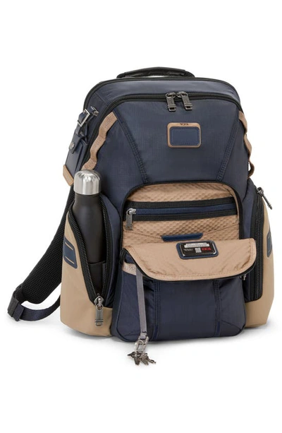 Shop Tumi Alpha Bravo Navigation Backpack In Midnight Navy/ Khaki