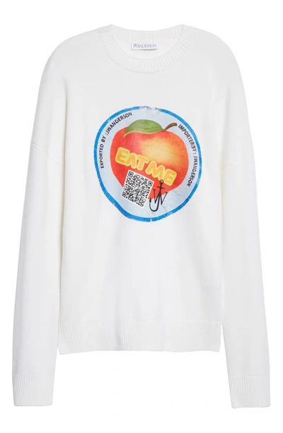 Shop Jw Anderson Eat Me Graphic Crewneck Sweater In White