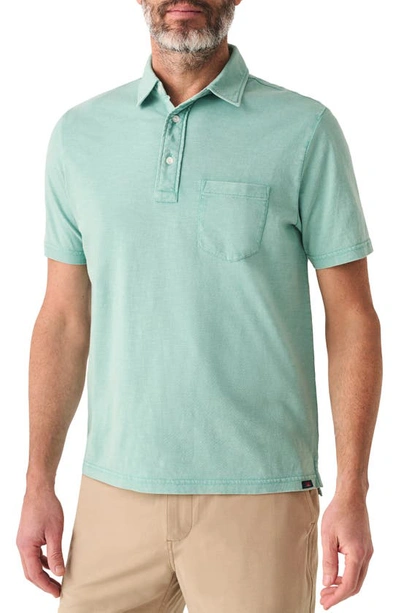 Shop Faherty Sunwash Organic Cotton Polo In Lagoon Teal