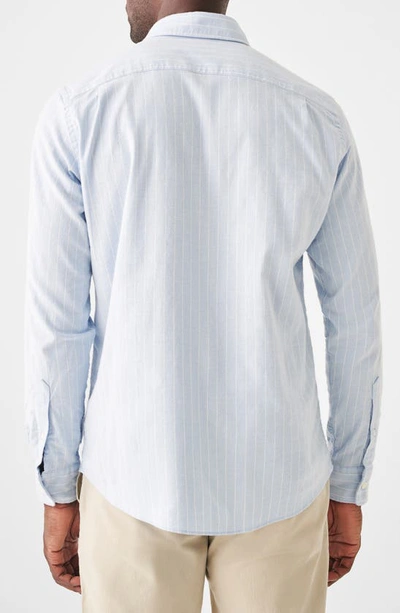 Shop Faherty Stripe Stretch Cotton Blend Oxford Button-down Shirt In Cloud Chalk Stripe