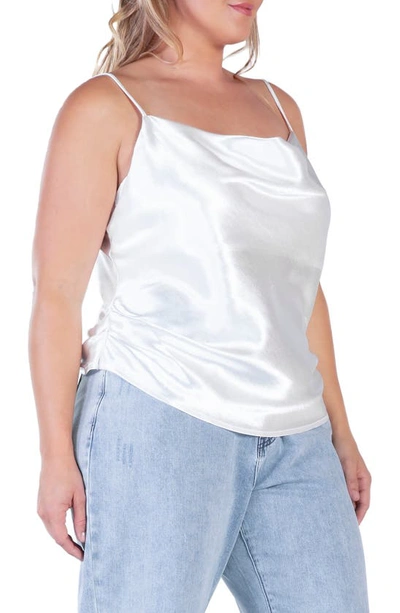 Shop S And P Standards & Practices Cowl Neck Satin Camisole In Silver