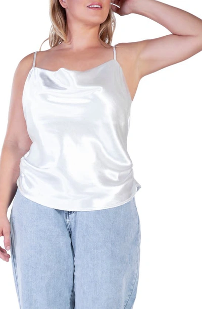 Shop S And P Standards & Practices Cowl Neck Satin Camisole In Silver