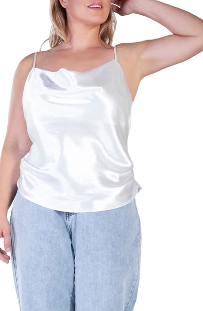 S And P Cowl Neck Satin Camisole In Silver