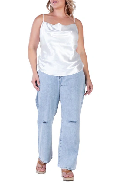 S And P Cowl Neck Satin Camisole In Silver