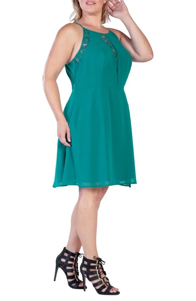Standards & Practices Lace Trim Sleeveless Midi Dress In Hunter Green