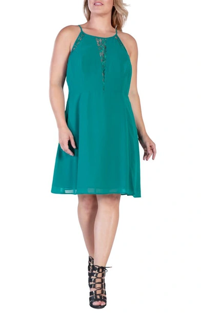 Standards & Practices Lace Trim Sleeveless Midi Dress In Hunter Green