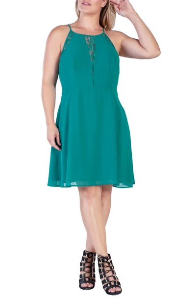 Standards & Practices Lace Trim Sleeveless Midi Dress In Hunter Green
