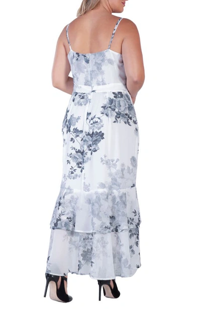 Standards & Practices Floral Tiered Ruffle Chiffon Maxi Dress In Black White Floral