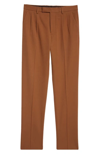 Shop Zegna Pleat Front Cotton & Wool Pants In Vicuna